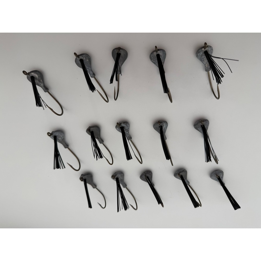 Handmade Weedless Jig Heads 15pc Set 3/4oz Lead‎ Bass Fishing Lures Black Guard